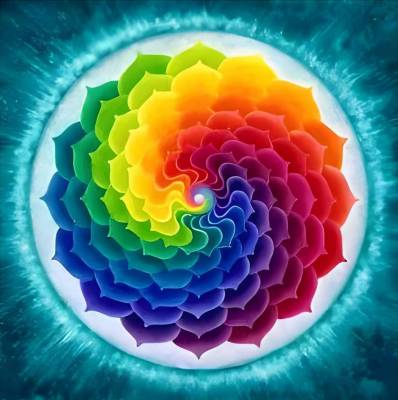 Diamond Painting Bild, Regenbogen-Mandala, runde Diamanten, 60x60cm, 45 Farben, Vollbild